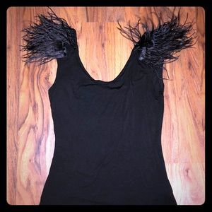Black Feather Tank Top